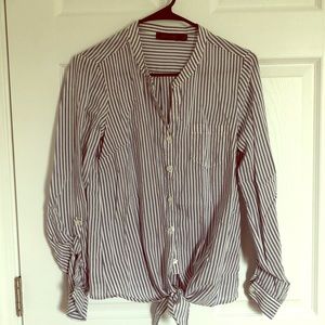 Front Tie Striped Shirt